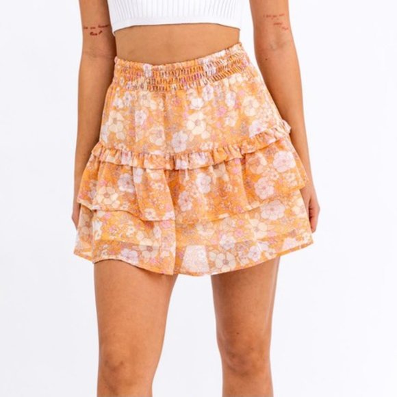 The Wild Clover Dresses & Skirts - ❌SOLD OUT❌ AUTUMN VIBES FLORAL RUFFLE SKIRT